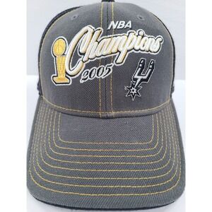 Reebok San Antonio Spurs 2005 NBA Champions Hat Gray Black Adjustable Strapback